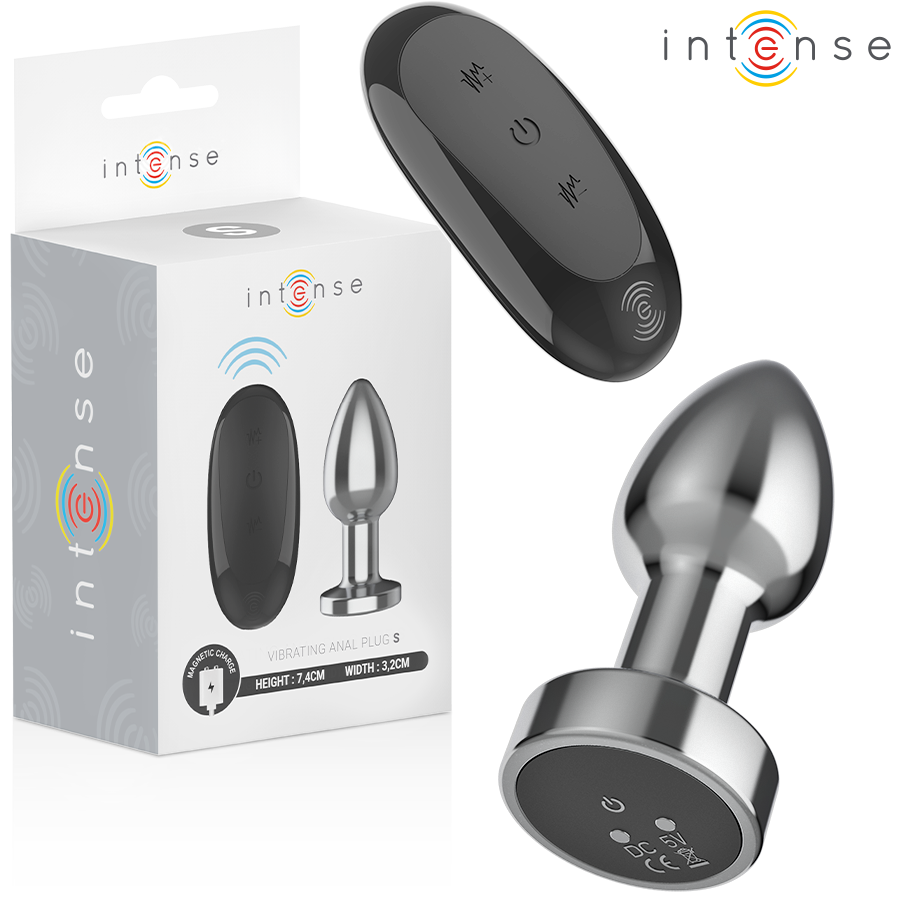 Intense, plug anal métal vibrant 7,4 cm avec télécommande