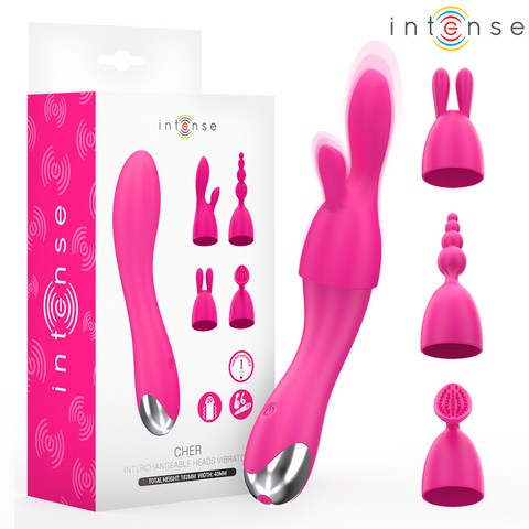 Intense Cher, vibromasseur avec 4 embouts interchangeables