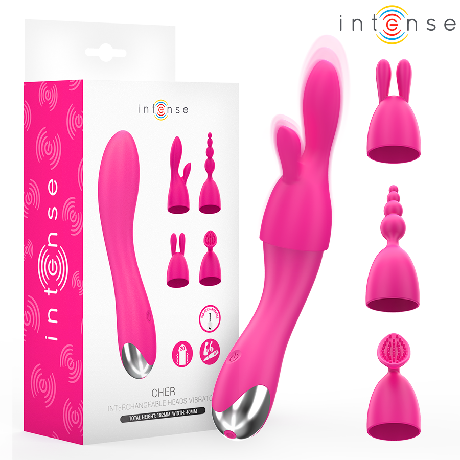Intense Cher, vibromasseur avec 4 embouts interchangeables