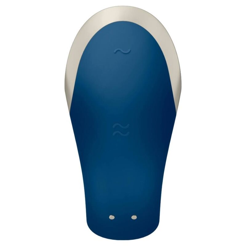 Satisfyer Double Love Luxury – Vibromasseur couple connecté silicone & métal bleu