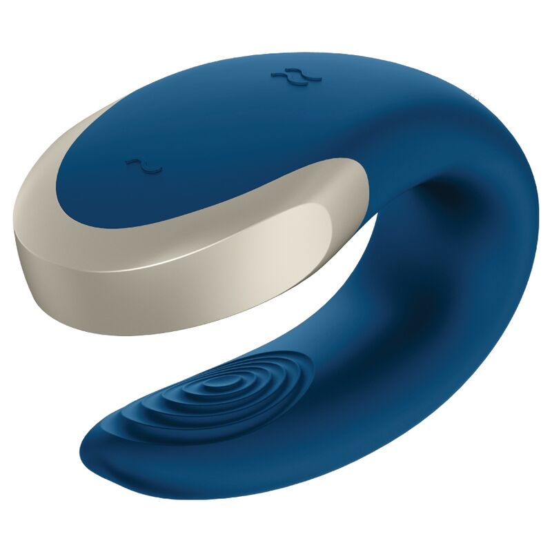 Satisfyer Double Love Luxury – Vibromasseur couple connecté silicone & métal bleu