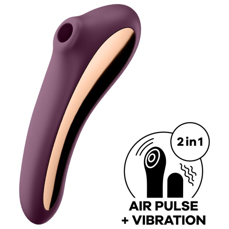 Satisfyer - Dual Kiss Stimulateur Air Pulse & vibromasseur point G vin rouge