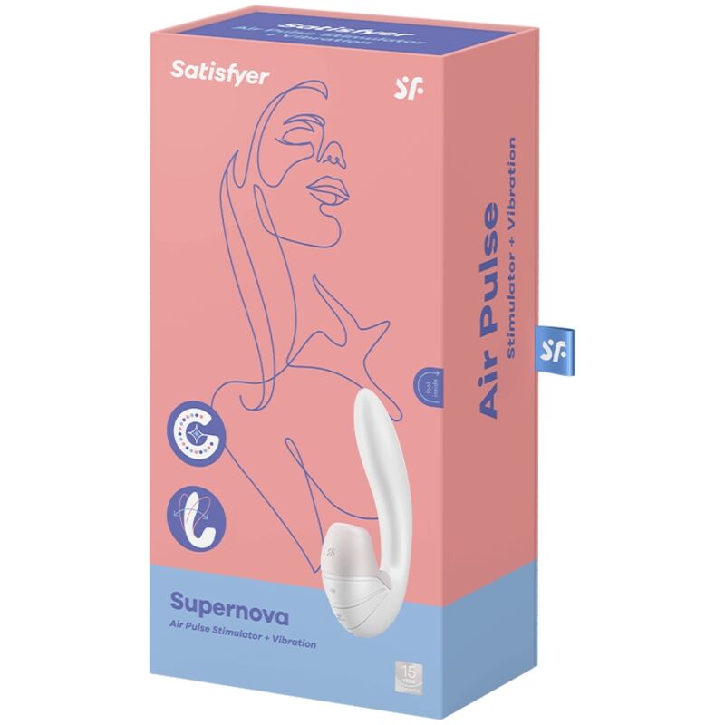 Satisfyer Supernova – Stimulateur Air Pulse & vibromasseur point G blanc