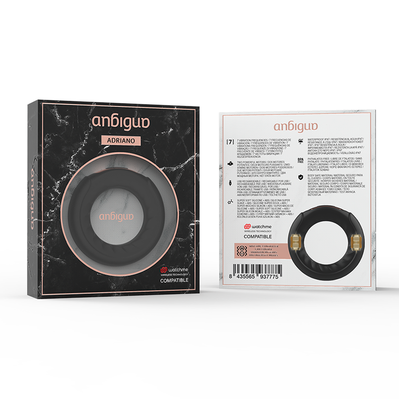 Anbiguo Adriano – Anneau vibrant 2 moteurs rechargeable avec télécommande Watchme
