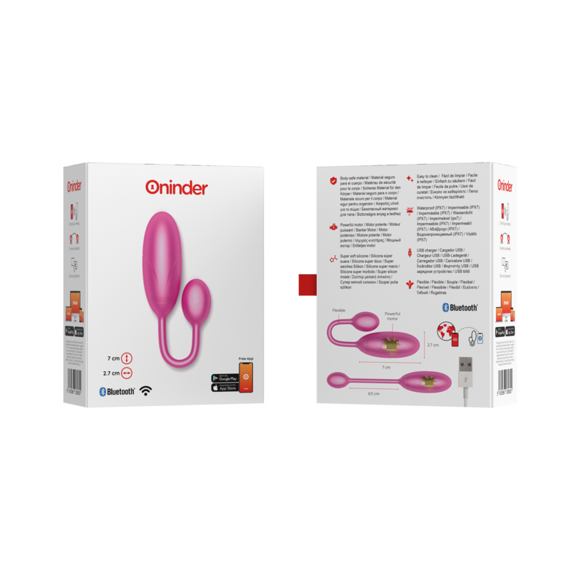 ONINDER - HUEVO VIBRADOR DENVER ROSE 7 X 2,7 CM APLICACIÓN GRATUITA