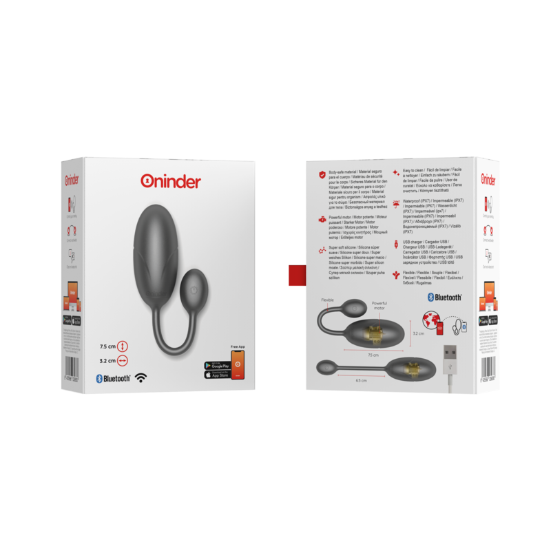ONINDER - HUEVO VIBRADOR TOKIO NEGRO 7,5 X 3,2 CM APLICACIÓN GRATUITA