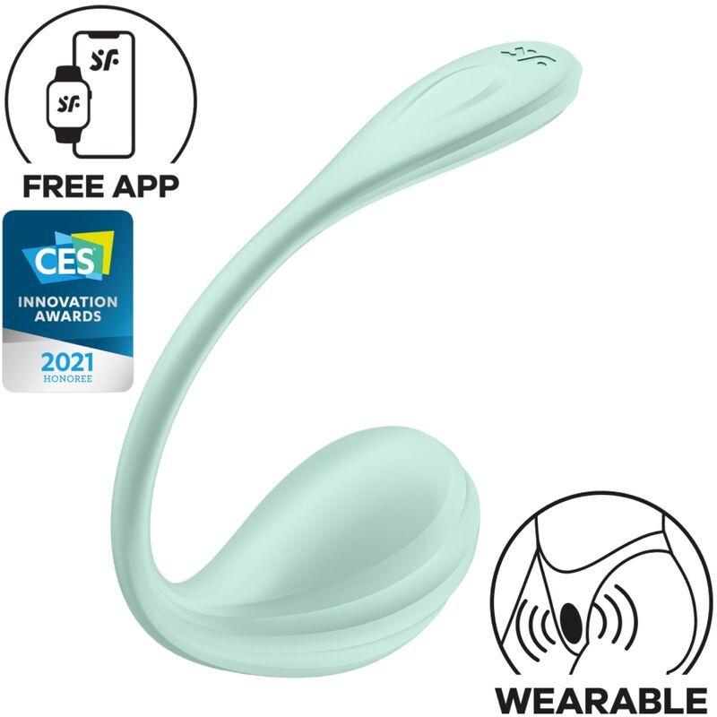 Satisfyer Smooth Petal – Vibromasseur point G portable connecté vert d'eau