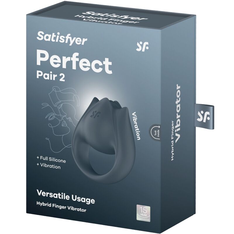 Satisfyer Perfect Pair 2 – Multi-vibromasseur 2 en 1 anneau pénien et stimulateur de doigts gris