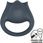 Satisfyer Perfect Pair 2 – Multi-vibromasseur 2 en 1 anneau pénien et stimulateur de doigts gris