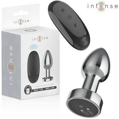 Intense, plug anal métal vibrant 7,4 cm avec télécommande