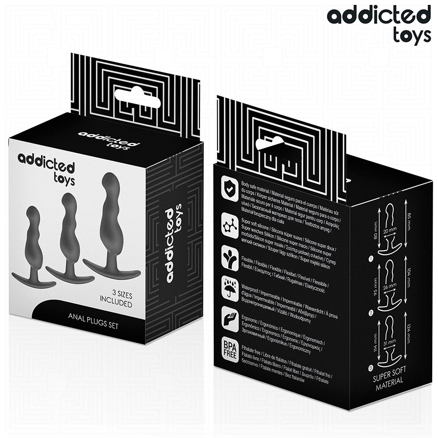 Addicted Toys – Lot de 3 plugs anaux ondulés modèle 1