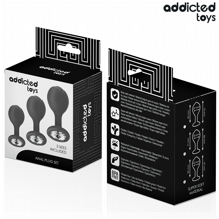 Addicted Toys – Lot de 3 plugs anaux avec bijou