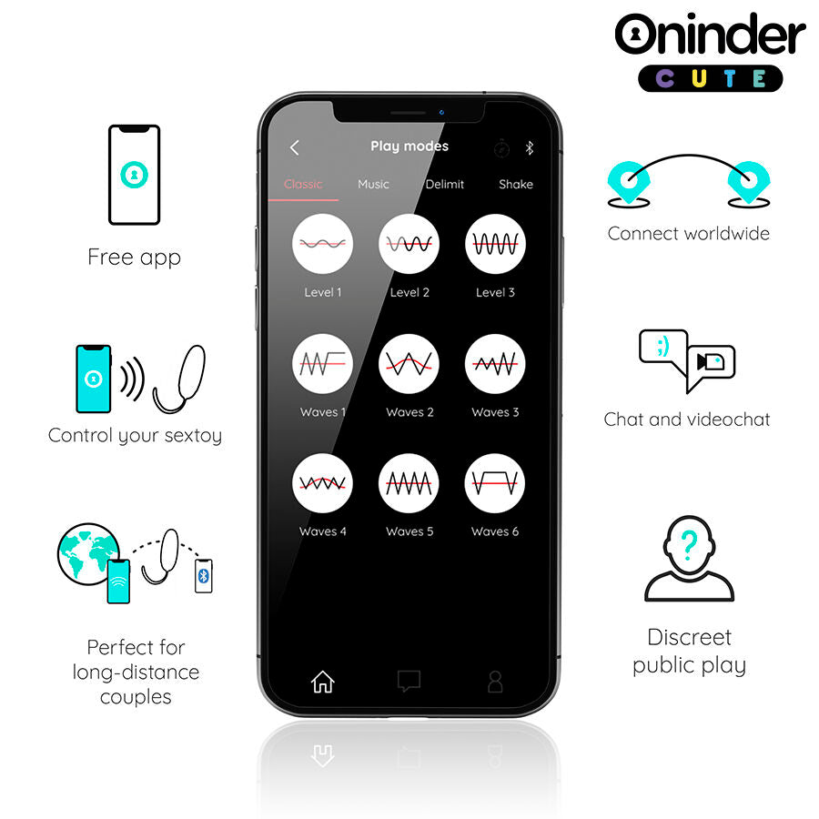 ONINDER CUTE - HUEVO VIBRADOR LOVE PLEASURE - PIEDRAS DE SILICONA GIRATORIAS - APLICACIÓN GLOBAL GRATUITA