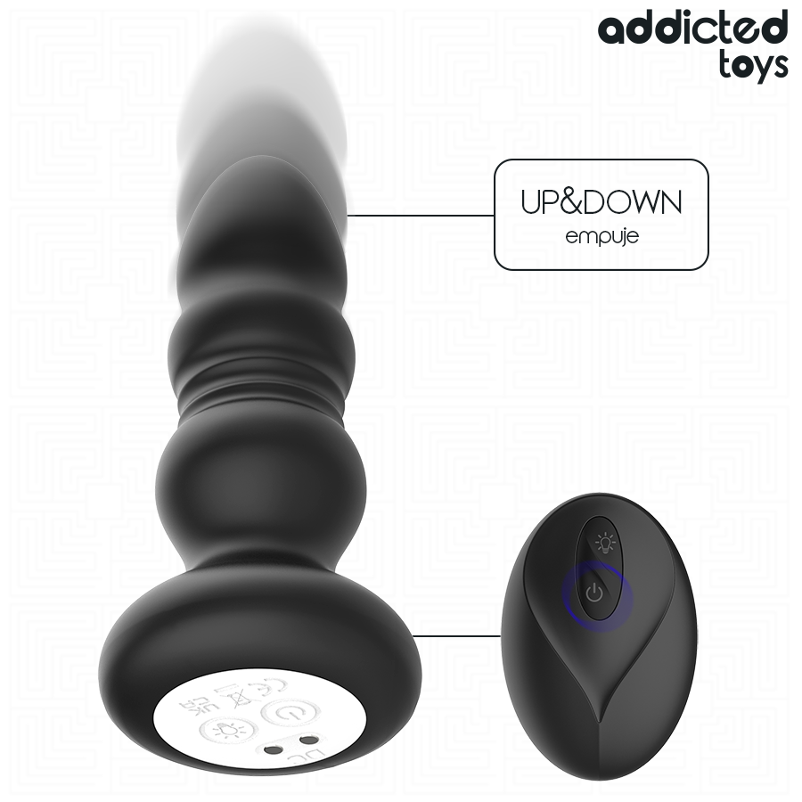 ADDICTED TOYS - PLUG ANAL ROTATIF ET VIBRANT, TÉLÉCOMMANDE AVEC LUMIÈRE LED