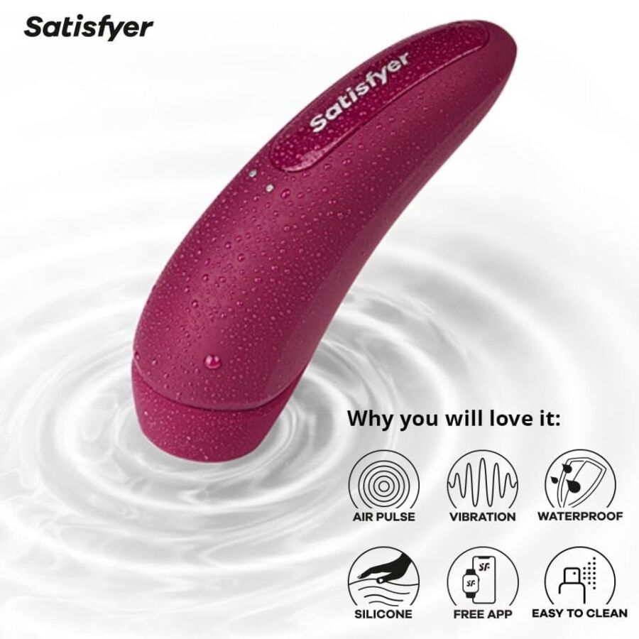 Satisfyer - Curvy 1+  Stimulateur Air Pulse connecté avec app rouge rose